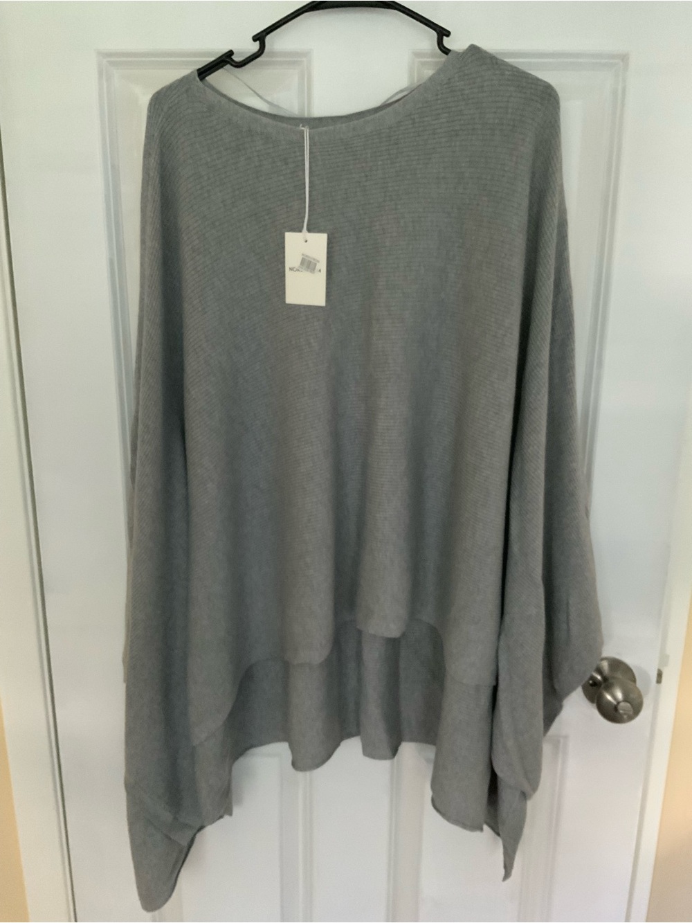 NORDSTROM Light Gray Women's Ribbed Poncho Sweater